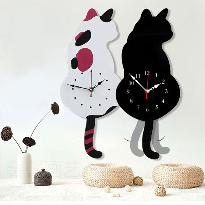 Nordic Cat Wagging Tail Wall Clock