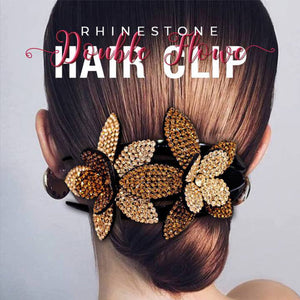 Rhinestone Double Flower Hair Clip