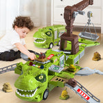 Dinosaur Transforming Engineering Truck Track Toy Set