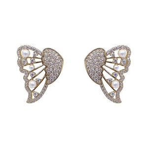 Butterfly Earrings With Pearls And Diamonds